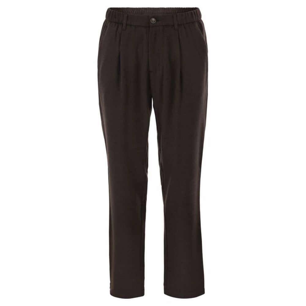 Herno Men Wool And Modal-Blend Trousers With Elasticated Waist